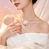 Brass Pave Purple Cubic Zirconia Flower Pendant Necklaces for Women WGF8B23-01-4