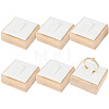 6Pcs Bamboo Single Ring Display Stands with PU Leather/Velvet Mat RDIS-CL0001-01A-1