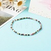 Faceted Rondelle Natural Tourmaline Beads Stretch Bracelets BJEW-JB06383-11-2