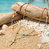 Bohemian 304 Stainless Steel Cross Pendant Rainbow Color Round Glass Seed Beaded Double Layer Necklaces for Women MU6538-2-1