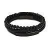 Natural Lava Rock & Glass Round Beaded Bracelets BJEW-G732-02A-5