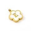 Golden Tone Stainless Steel Pave White Shell Letter Flower Charms PW-WGC5230-05-1