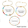 3Pcs 3 Styles Adjustable Natural Gemstone Beads & Glass Seed Beads & Brass Braided Bead Bracelets & Glass Seed Beads Stretch Bracelets Set for Wmen ZT3403-4