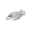 Brass Micro Pave Clear Cubic Zirconia Fish Links Connector Charms KK-K399-06P-2