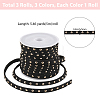 3 Rolls 3 Colors Flat Faux Suede Cord with Alloy Rivets LW-CL0001-08A-2