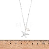 Ocean 304 Stainless Steel Starfish & Natural Pearl Pendant Necklaces for Women NJEW-JN06090-4