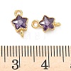 Brass Pave Cubic Zirconia Star Connector Charms KK-P348-08G-4