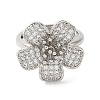 Rack Plating Flower Brass Micro Pave Clear Cubic Zirconia Adjustable Rings RJEW-S413-01P-2