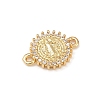 Brass Pave Clear Cubic Zirconia Religion Flat Round with Saint Connector Charms KK-L255-09G-02-2