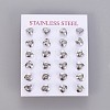 304 Stainless Steel Rhinestone Stud Earrings EJEW-F227-03P-3