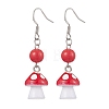 Mushroom & Round Plastic Dangle Earrings EJEW-JE05866-1