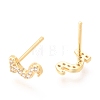 Brass Micro Pave Clear Cubic Zirconia Stud Earrings EJEW-O103-03G-2