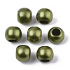 Spray Painted Acrylic European Beads ACRP-WH0002-01B-2
