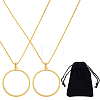 2Pcs Flat Round 5X Magnifying Glass Pendant Necklaces NJEW-SP0001-03G-1