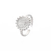 Non-Tarnish 304 Stainless Steel Flat Round with Initial Letter Open Cuff Ring for Men Women RJEW-S405-246P-L-3