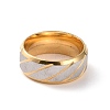 201 Stainless Steel Grooved Rhombus Finger Ring for Women RJEW-I089-45GP-2