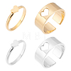 Unicraftale 4Pcs 4 Style Heart Matching Couple Rings RJEW-UN0001-17-1