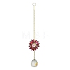 Glass Flower Hanging Suncatchers HJEW-P018-F02-3