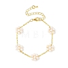 Natural Cultured Freshwater Pearl Beaded Flower Link Chain Bracelets BJEW-JB14325-3