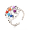 Colorful Resin Beaded Tree of Life Open Cuff Ring RJEW-G274-02P-1