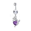 Brass Cubic Zirconia Navel Ring AJEW-EE0004-34B-1