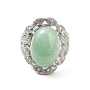 Natural Green Aventurine Adjustable Rings RJEW-P043-04P-20-2