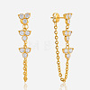 304 Stainless Steel Micro Pave Clear Cubic Zirconia Tassel Stud Earrings WG545B5-01-1