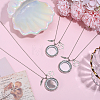 3Pcs Alloy Crystal Rhinestone Wing Paw Print and Glass Magnetic Flat Round Locket Pendant Ball Chain Necklaces for Women NJEW-DR00042-4