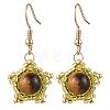 Natural Tiger Eye Star Dangle Earrings EJEW-MZ00354-3