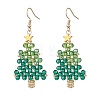 Christmas Tree Handmade Glass Seed Beads Dangle Earrings EJEW-MZ00489-3