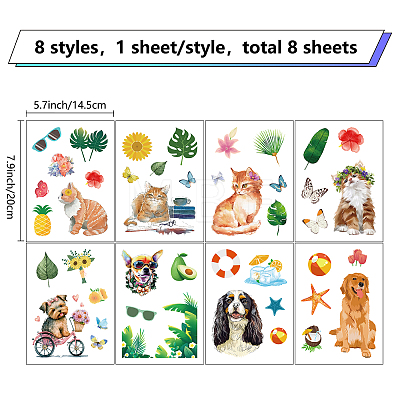 8 Sheets 8 Styles PVC Waterproof Wall Stickers DIY-WH0345-079-1