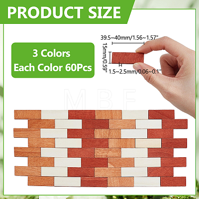 180Pcs 3 Colors Mini Wood Floorboards AJEW-WR0003-80-1