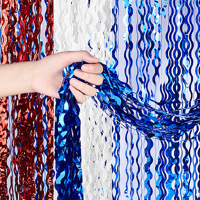  3Pcs 3 Colors Plastic Foil Fringe Curtains AJEW-NB0005-16-1