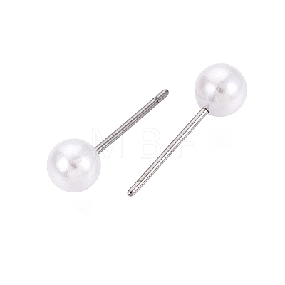 Eco-Friendly Plastic Imitation Pearl Stud Earrings EJEW-ZX007-01-1