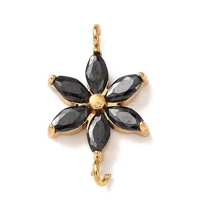 304 Stainless Steel Pave Cubic Zirconia Flower Links Connector Charms STAS-T026-03C-01G-1