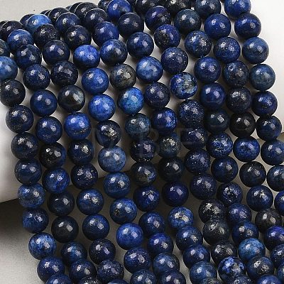 Dyed Natural Grade AA Lapis Lazuli Round Bead Strands G-M290-6mm-AA-1