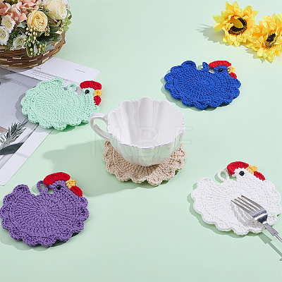 5Pcs 5 Colors Polyester Coasters AJEW-WR0003-86B-1