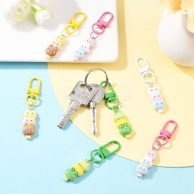 5Pcs Rabbit Resin Pendant Decorations HJEW-YW00193-01-1