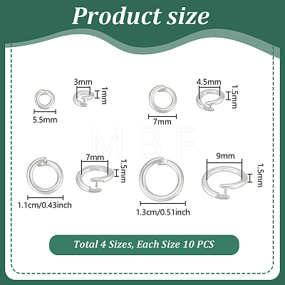 40Pcs 4 Styles Brass Open Jump Rings KK-PH0015-71-1