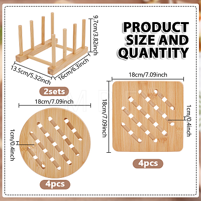 8Pcs 2 Styles Bamboo Cup Mats DJEW-GO0001-17-1