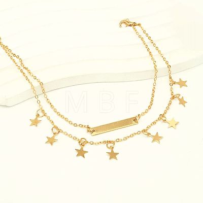 Brass Star Pendant Double Layer Anklets for Women Casual Daily Wear ZU0184-1