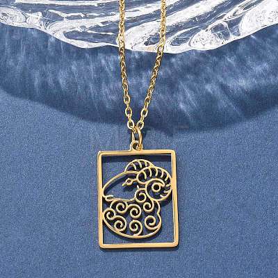 304 Stainless Steel Necklace NJEW-D330-01G-01-1