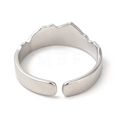 304 Stainless Steel Mountain Open Cuff Ring for Women RJEW-E063-09P-1