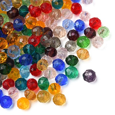 Faceted Rondelle Transparent Glass Beads GLAA-YW0001-84A-1