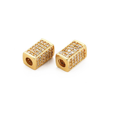 Brass Micro Pave Clear Cubic Zirconia Beads KK-N242-014-1