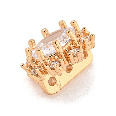 Brass Pave Clear Cubic Zirconia Slide Charms KK-Z072-12KCG-1