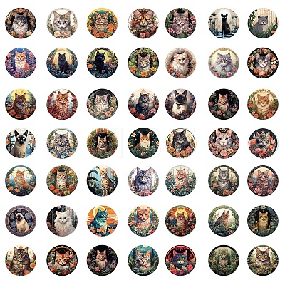 Round Cute Cartoon Cat Picture Stickers PW-WG2AD69-01-1