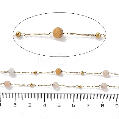 Natural Sunstone & 304 Stainless Steel Beads Link Chains CHS-K021-08A-04-1