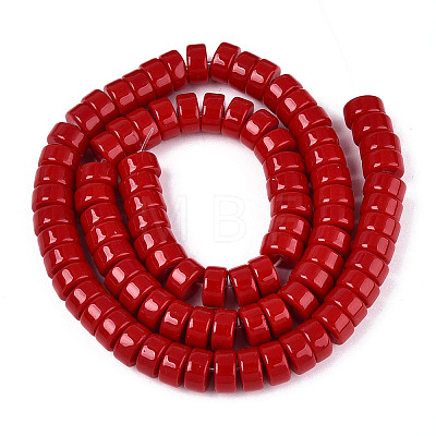 Opaque Solid Color Glass Beads Strands GLAA-N026-4x8mm-06-1