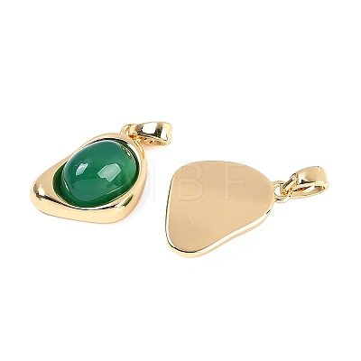 Natural Green Onyx Agate(Dyed & Heated) Pendants KK-U043-52G-01-1